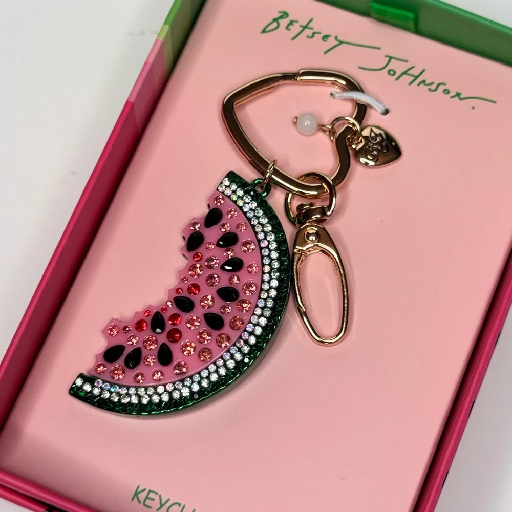 NWT Betsey Johnson Crystal Watermelon Key Fob Bag Charm